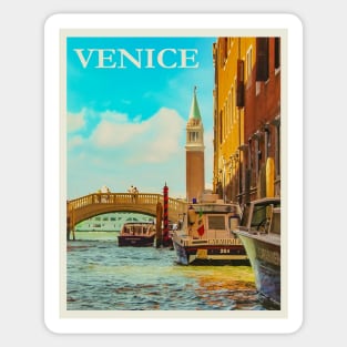 Restored Vintage Travel Poster: Venice, Italy Sticker